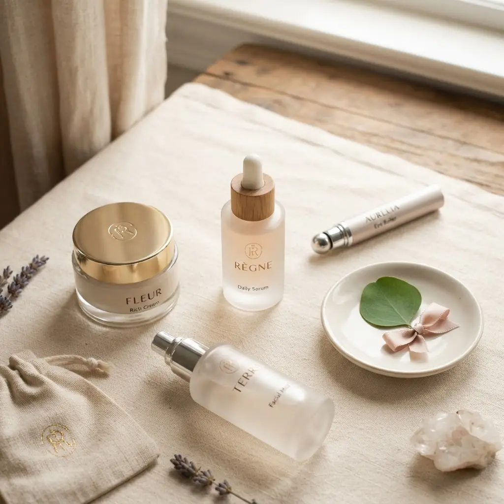 Produtos de skincare para cuidados com a pele em Sorocaba sobre superfície clara