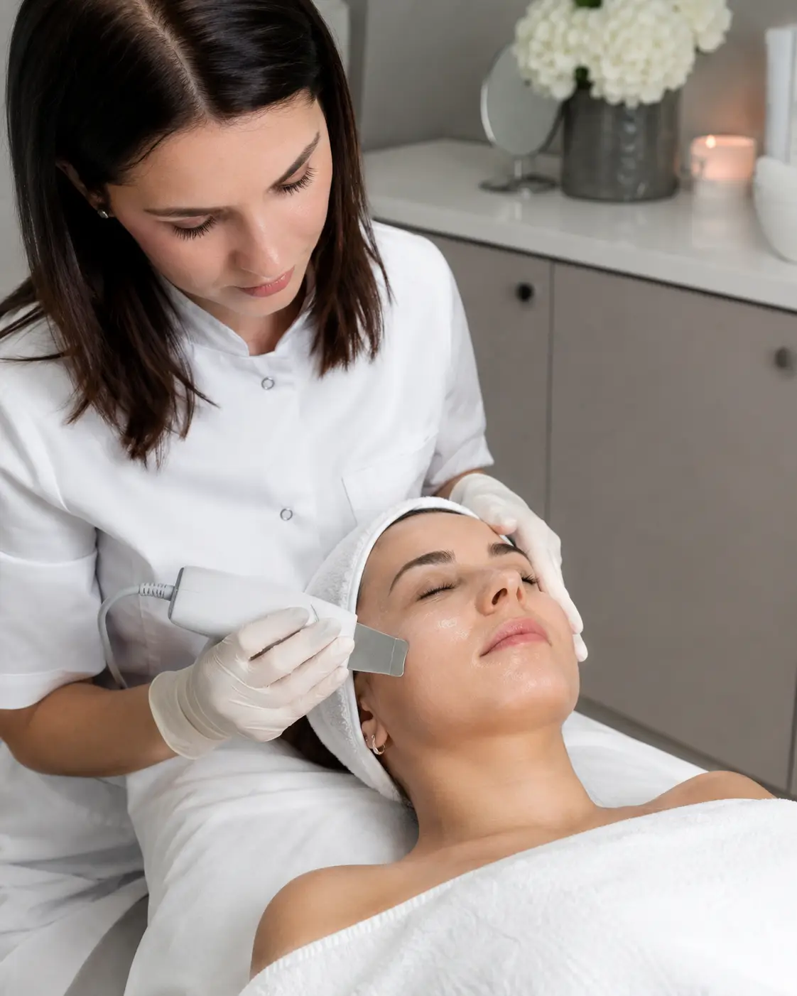 Limpeza de pele com ultrassom facial na Renova Clínica Estética em Sorocaba